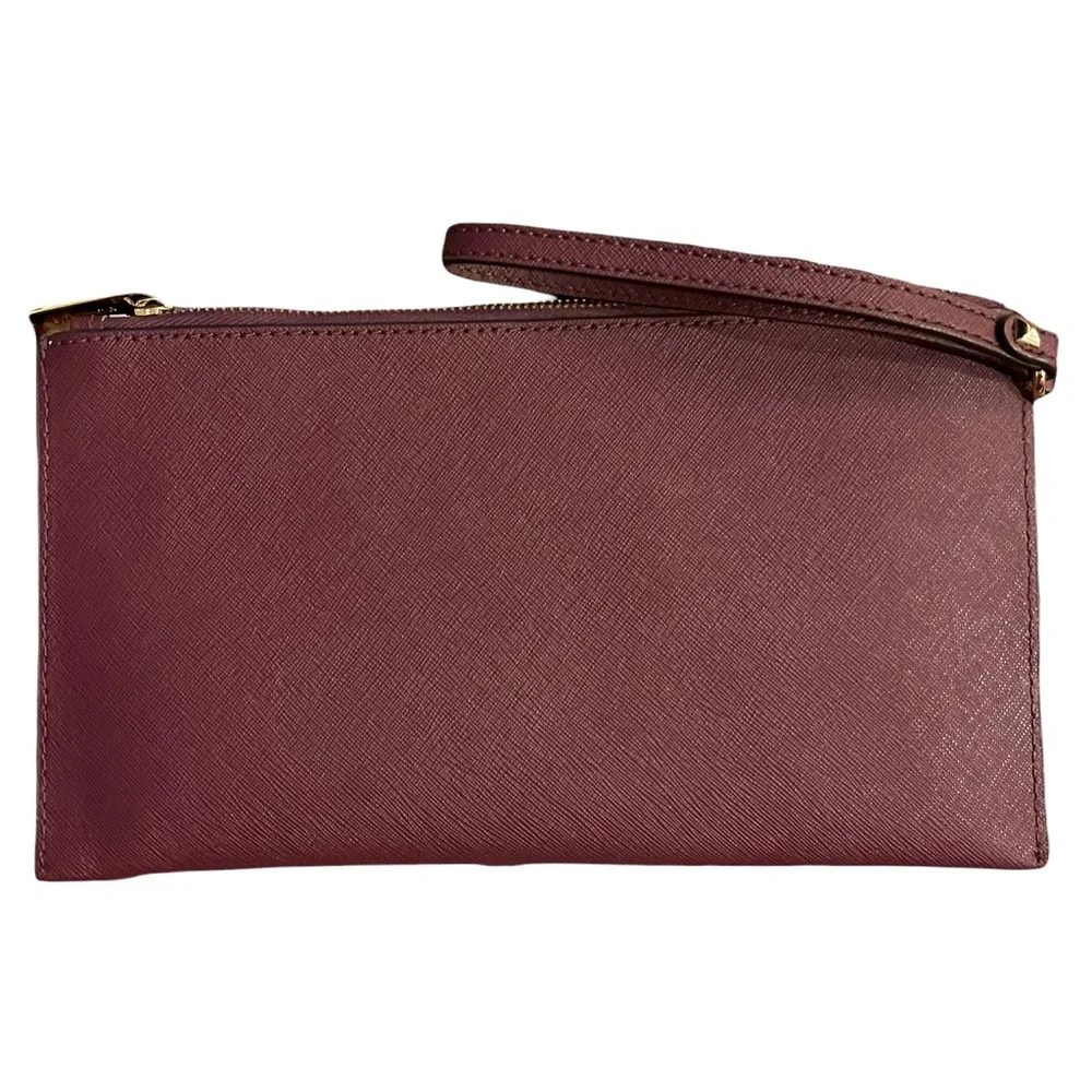 Michael Kors cherry Saffino Leather stud gold pyramid wristlet NWOT